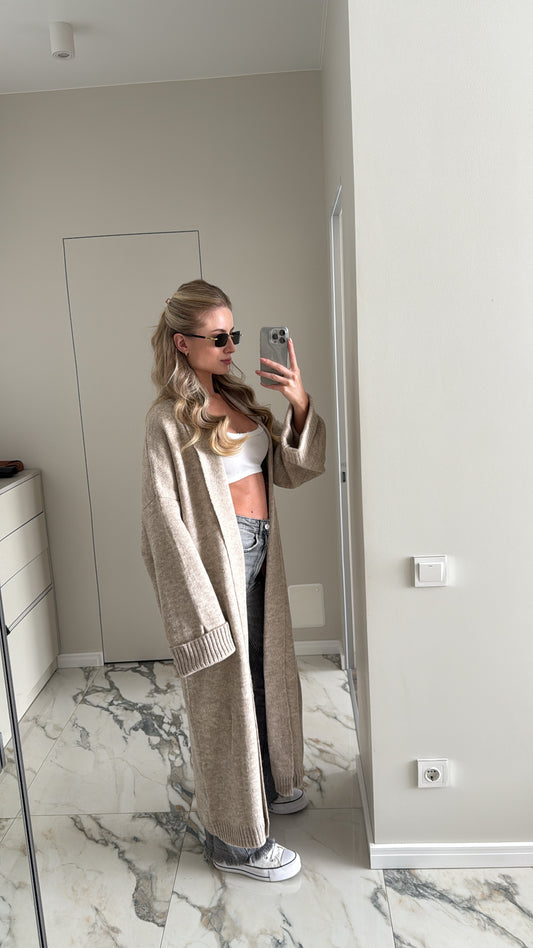 Кардиган з вовни в довжині максі